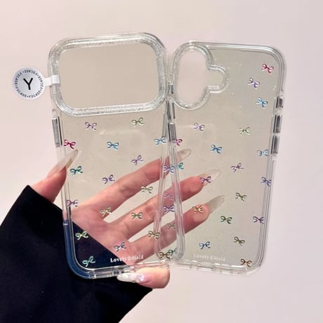 CUTECASEキラキラリボン iPhone17Pro/17ケース ラメ入り iPhone17ProMax/16Proクリアケース ガールズに人気 可愛すぎCM5774