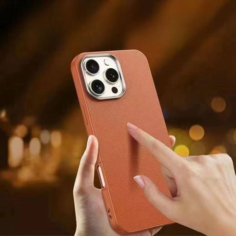 CUTECASEソリッドカラー革素材iPhone16Pro/16ProMaxケース MagSafe クラシック iPhone15Pro/14/13カバー  C6030
