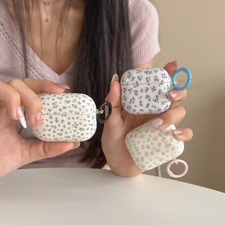 CUTECASE 韓国っぽ AirpodsPro3ケース 花柄 Airpods4カバー AirpodsPro2/Pro1カバー リング付き オシャレさんにおすすめCM6536