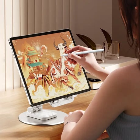 CUTECASE 折りたたみ式 360° 回転アルミ合金ベースの電話とタブレット スタンド、ポータブル デスクトップ スタンド、旅行や家庭での使用に適していますCT3