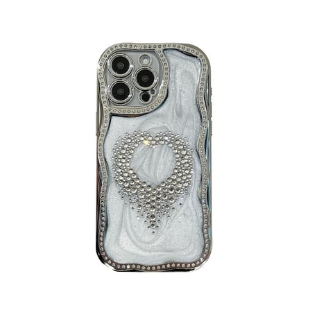 CUTECASEジュエリーハート iPhone16pro/16ケース うねうね枠 iPhone15/14promax/13proケース 大人可愛い 丈夫 高級感CM5229