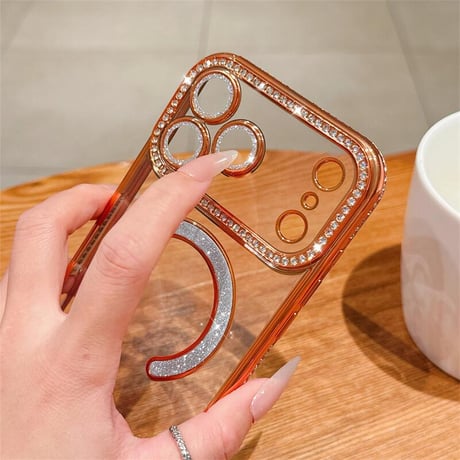 CUTECASE ジュエリー iPhone17Pro/17ケース Magsafe対応 iPhone17Air/17ProMaxケース レンズ保護フィルム付 キラキラライン 大人気 CM5637