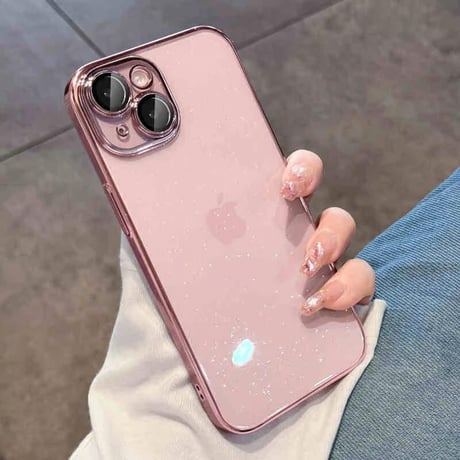 CUTECASEキラキラ iPhone16pro/15promaxケース おしゃれ透明 アイフォン14pro/13/promax/12カバー 黄ばまないメッキ カメラ保護 軽量丈夫CM3564