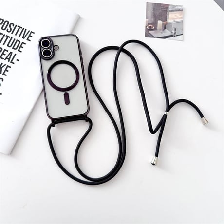 CUTECASE ショルダーストラップ付 iPhone17Pro/17ケース メタルライン MagSafe対応 iPhone17ProMax/Airカバー カメラ保護 軽量 シンプル風CM5728