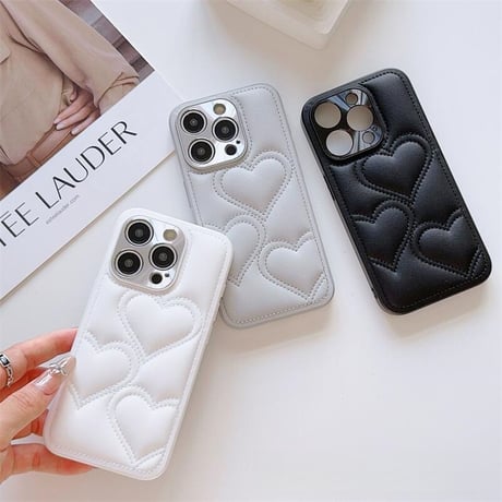 CUTECASEiPhone16/16plusケース ハートキルティング iPhone15pro/14/13Proカバー エレガント カメラ保護CM4668