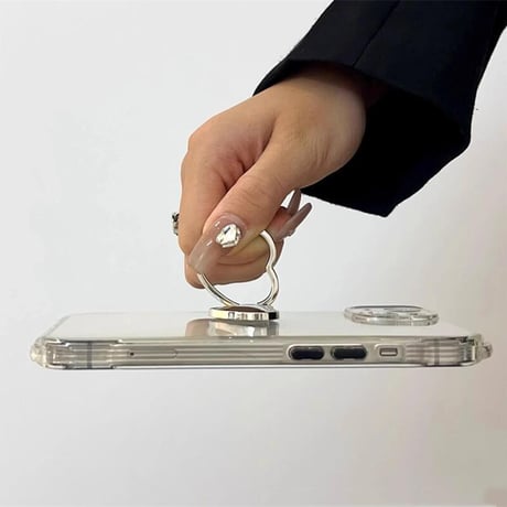 CUTECASEハート鏡リング付 iPhone16pro/16ケース 高級感ショルダーチェーン クリアiPhone15promax/14/13カバー 多機能 スタンド付 黄ばまないCM5041