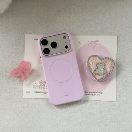 CUTECASE熊さんグリップ付 iPhone17/17Proケース MagSafe対応 iPhone17Promax/16Pro/15ケース シリコン製 丈夫 CM6119
