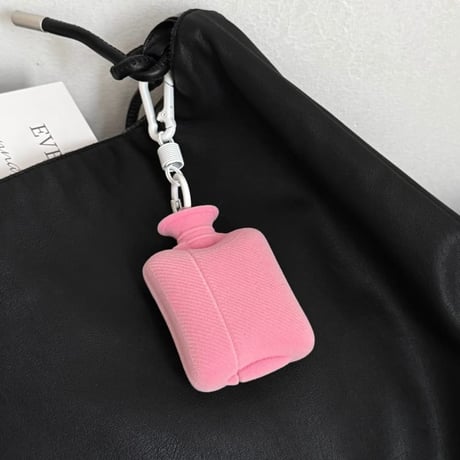 CUTECASE 湯たんぽ AirPods Pro3 ケース ピンク Airpods4/3ケース AirpodsPro2/Pro1カバー キーホルダー付 可愛いアクセサリーCM6011