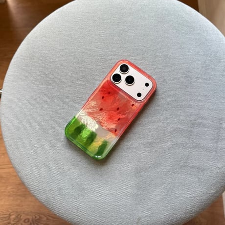 CUTECASEスイカ柄 iPhone17Pro/17ケース 美味しそう iPhone16ProMax/15Proケース 涼しい感 艶感 夏コーデCM6541