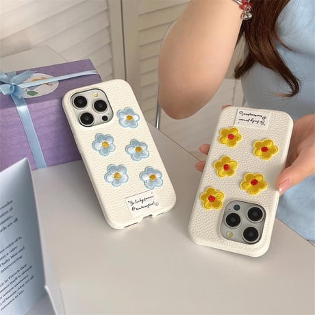 CUTECASE 刺繡花 レザー iPhone15Pro/15promaxケース 高級感 アイフォン14pro/13/12ケース シック CM4394