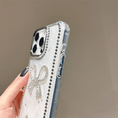 CUTECASEジュエリーリボン アイフォン16/16proケース パールストラップ iPhone15pro/14/13proカバー 可愛い 高級感CM5298