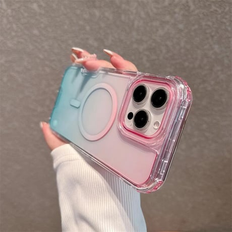 CUTECASE 耐衝撃16promaxケース グラデーションカラー iPhone15pro/14/13pro/12カバー 2層構造 涼しい感じ MagSafe対応CM5303