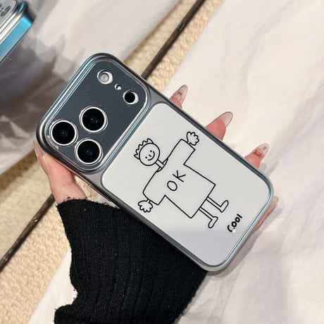 CUTECASE カップルペア iPhone17pro/17ケース 男の子/女の子 iPhone16/15pro/14ケース 鏡付カメラカバー メッキCM6047