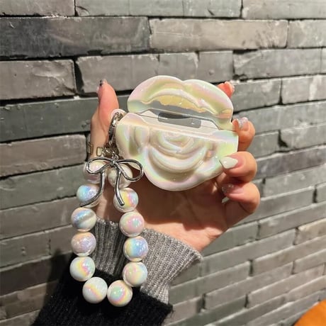 CUTECASE薔薇花 Airpods 4ケース ラメ入り キラキラ Airpods3/Pro2ケース airpodsproカバー 綺麗ストラップ 女子力高い 高級感CM5129