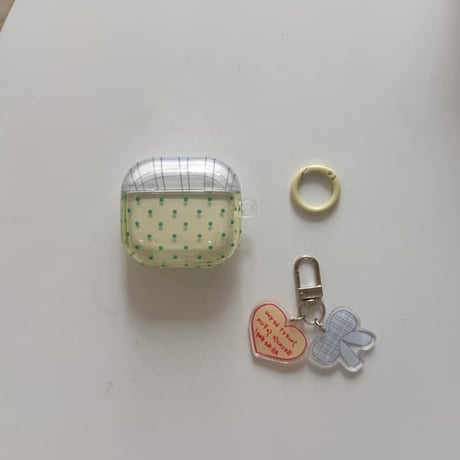 CUTECASE 淡色系 Airpods Pro3ケース 水玉模様 Airpods4/3カバー pro2/pro1 リング/ハートキーホルダー 大人可愛いCM6186
