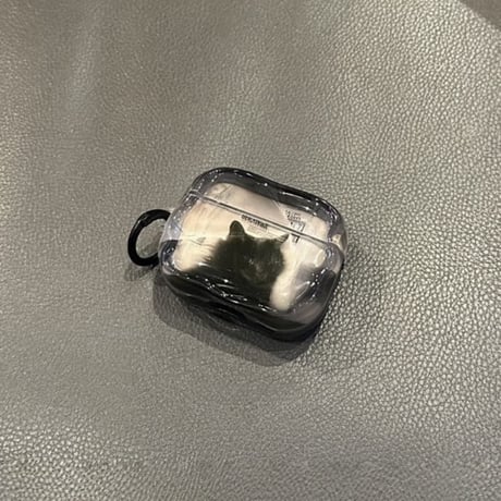 CUTECASE クール猫 AirpodsPro3ケース ブラック Airpods4/3カバー pro2/pro1 リング/ストラップ付 カッコイイCM5990
