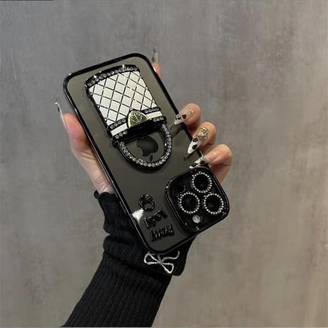 CUTECASE メイク鏡 iPhone16/16Proケース バック型スタンド iPhone15Pro/14/13Proカバー 綺麗キラキラ 多機能 レンズカバーCM4673