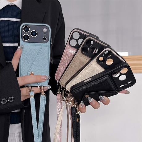 CUTECASE カード収納 iPhone17Pro/17ケース ショルダーストラップ付 iPhone17ProMax/17Airカバー レザー 頑丈 CM5620