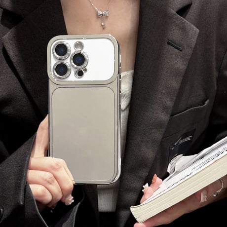 CUTECASE メッキメイク直し鏡 iPhone17pro/17ケース 艶感 iPhone16pro/15ケース カメラカバー カメラコントロールカバー付CM5976