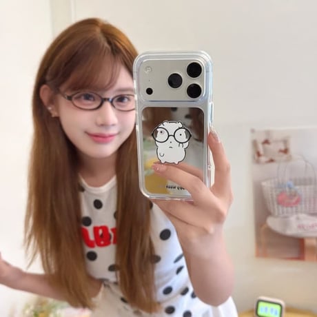 CUTECASE犬ちゃんミラー iPhone17Promaxケース 光沢感 iPhone16Pro/15Pro/14ケース 丈夫 便利 ギフトに最適CM6503