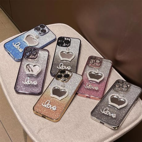 CUTECASE可愛い鏡付 iPhone16pro/16plusケース ラメ入り iPhone15pro/SE/14カバー おしゃれ 女子力高い 人気CM5263