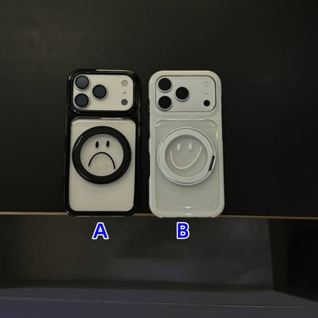 CUTECASEカップルペア iPhone17Pro/17promaxケース 絵文字 MagSafeリングスタンド iPhone17/16/15ケース 耐衝撃 高品質CM6542