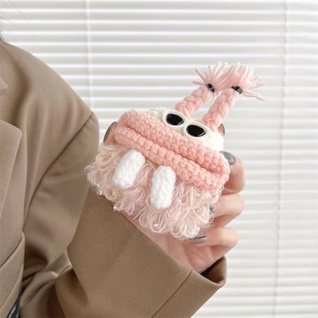 CUTECASEニット女の子 Airpods4/3ケース メガネ付き ふもふも airpodspro2/proカバー めっちゃ可愛い 柔らかい 温かい キュートCM4722