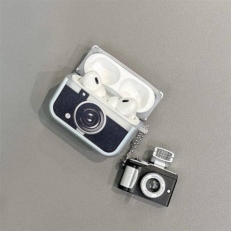 CUTECASEカメラデザイン Airpodspro2/pro1ケース チャーム付き Airpods3/2カバー 可愛い ギフトに最適CM4446