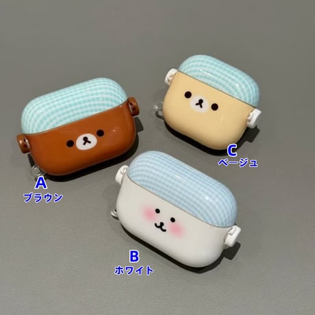 CUTECASE クマさん Airpods Pro3ケース スタンド機能付 Airpods4/3カバー pro2/pro1 可愛すぎ 便利 ペアお揃いコーデにおすすめCM6089