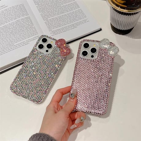 CUTECASEダイヤ iPhone16/16Proケース 可愛すぎるリボンデコ iPhone15Pro/14/13proカバー 華やか キラキラ 高品質 CM4681