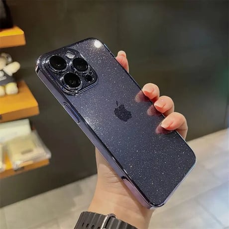 CUTECASE iPhone15/15proケース オシャレキラキラ アイフォン14/13カバー レンズフイルム一体型 ラメ入り CM3466