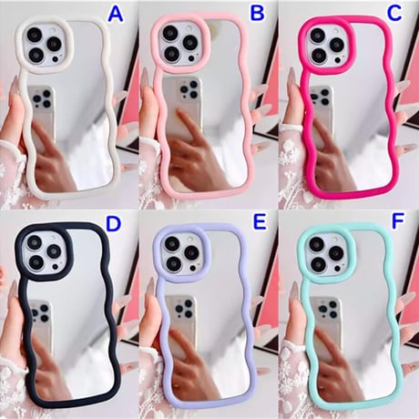 CUTECASE うねうねミラー iPhone16pro/15ケース 淡色系 iPhoneSE/14/13Promax/12/11カバー 使いやすい おしゃれCM5284