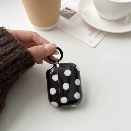 CUTECASE 韓国っぽい AirpodsPro3ケース 水玉模様 Airpods3/pro2カバー 可愛い リング付 ガールズに人気CM5824