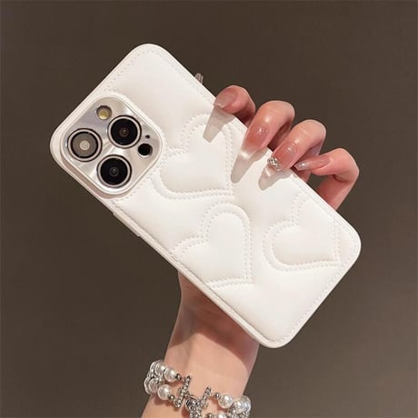 CUTECASEiPhone16/16plusケース ハートキルティング iPhone15pro/14/13Proカバー エレガント カメラ保護CM4668