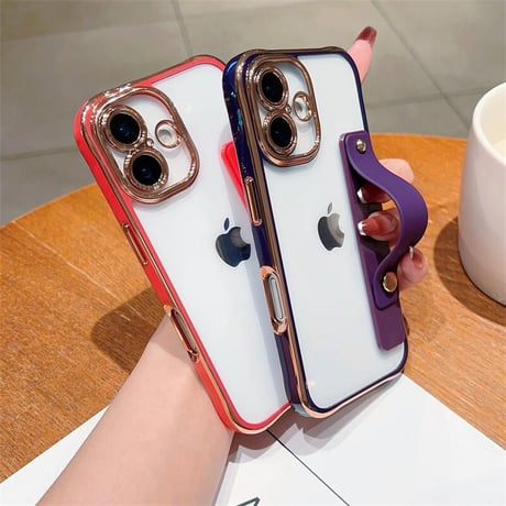 CUTECASE ベルト付 iPhone16/17proケース メタルカラー 黄ばまない iPhone15promax/14proカバー スタンド機能 高級感 CM5609