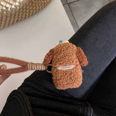 CUTECASE犬ぬいぐるみ Airpods 4ケース モフモフ ストラップ付 Airpods3/2カバー Airpodspro2/pro めっちゃ可愛い ギフトに最適CM5007