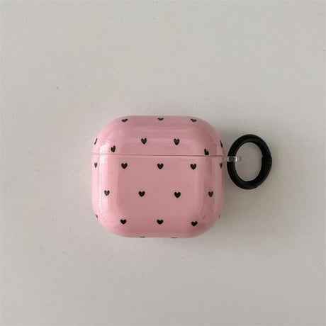 CUTECASEハート柄 Airpods 4ケース リボンキーホルダーとリング付 Airpods3/Pro2ケース airpodsproカバー 可愛い 女子力高いCM5093