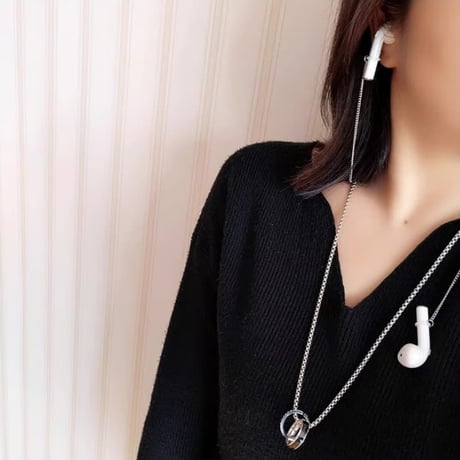 CUTECASE AirPods用ネックストラップ オシャレ リング付 男女兼用 ワイヤレスイヤホンストラップ 落下防止 人気 金属CM5132