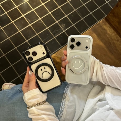 CUTECASEカップルペア iPhone17Pro/17promaxケース 絵文字 MagSafeリングスタンド iPhone17/16/15ケース 耐衝撃 高品質CM6542