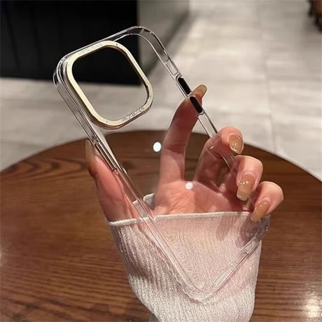 CUTECASEiPhone16Pro/16ProMaxケース クリア 金属カメラ枠 黄ばまない アイフォン15プロ/14/13proカバー 薄型軽量 頑丈 CM4671