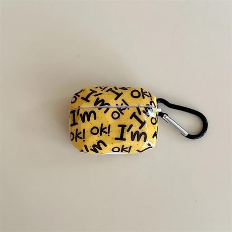 CUTECASE I'm ok Airpods 4ケース イェロー Airpodspro2/proカバー Airpods3/2 カラビナ付き ギフトにおすすめCM4989