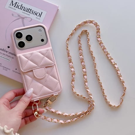 CUTECASE 高級感レザーiPhone17Promaxケース カード収納 キルティングデザイン iPhone17/16promaxカバー 上品ショルダー付 セレブ愛用CM5921