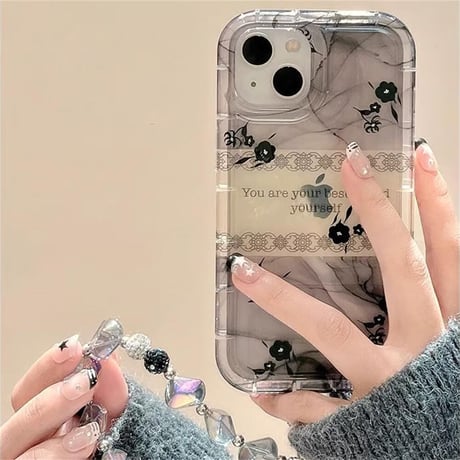 CUTECASE 暈し染め 薔薇柄 iPhone15/15proケース ラストラップ付 iPhone14/13pro/12proケース おしゃれ エレガント 女子に人気CM4043