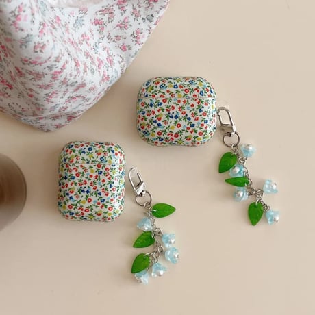 CUTECASE 草花柄 Airpods Pro3ケース 可愛い Airpods4/3ケース キーホルダー付き AirpodsPro2/Pro1カバー 女子力高い CM5785