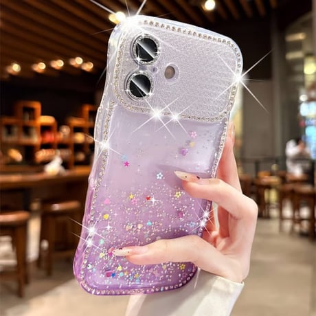 CUTECASE うねうねジュエリーラインiPhone17Promaxケース キラキララメ iPhone16Pro/15/14ケース グラデーションカラー レンズ保護CM6364