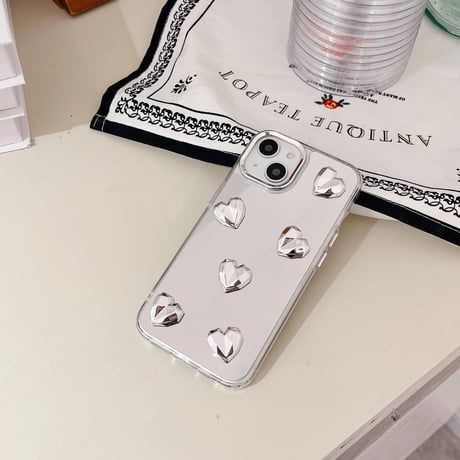 CUTECASEハート 鏡 iPhone15/15proケース 頑丈 iPhone14pro/13pro/12ケース かわいい 女子力アップ 便利CM4036