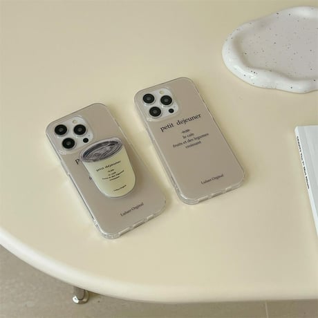 CUTECASE カップグリップ iPhone15/15proケース 英語 iPhone14/13pro/12ケース シック ファッションCM4472