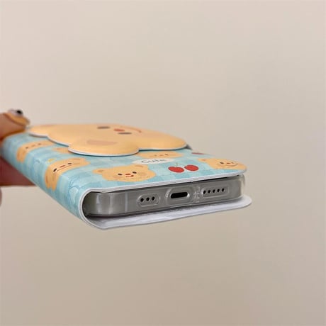 CUTECASE 熊柄 手帳型 iPhone16/15proケース カード入れ3個 iPhone14promax/13proケース かわいい スタンド機能CM4586