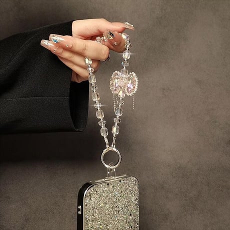 CUTECASE 綺麗 スマホストラップ 高級感 ダイヤリボンショルダーストラップ キー/バックチェーン キラキラ 美しいCM5593