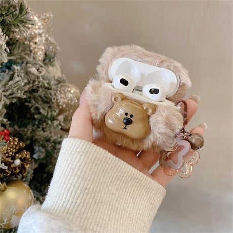 CUTECASEめっちゃ可愛い Airpods 4ケース モフモフ 熊 Airpods3/2カバー Airpodspro2/pro 星キーホルダー ギフトに最適CM5014